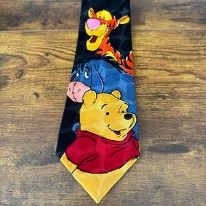 Disney Winnie the Pooh Tigger Eeyore Vintage Tie Made in Korea Black